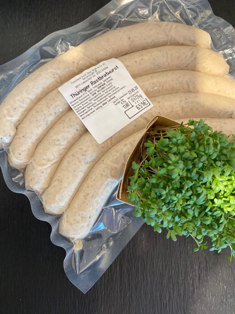 Thüringer Rostbratwurst 5 Stück 450g E F Fleischerei Geier